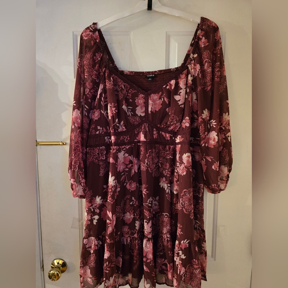Floral Burgundy Dress TORRID 4X